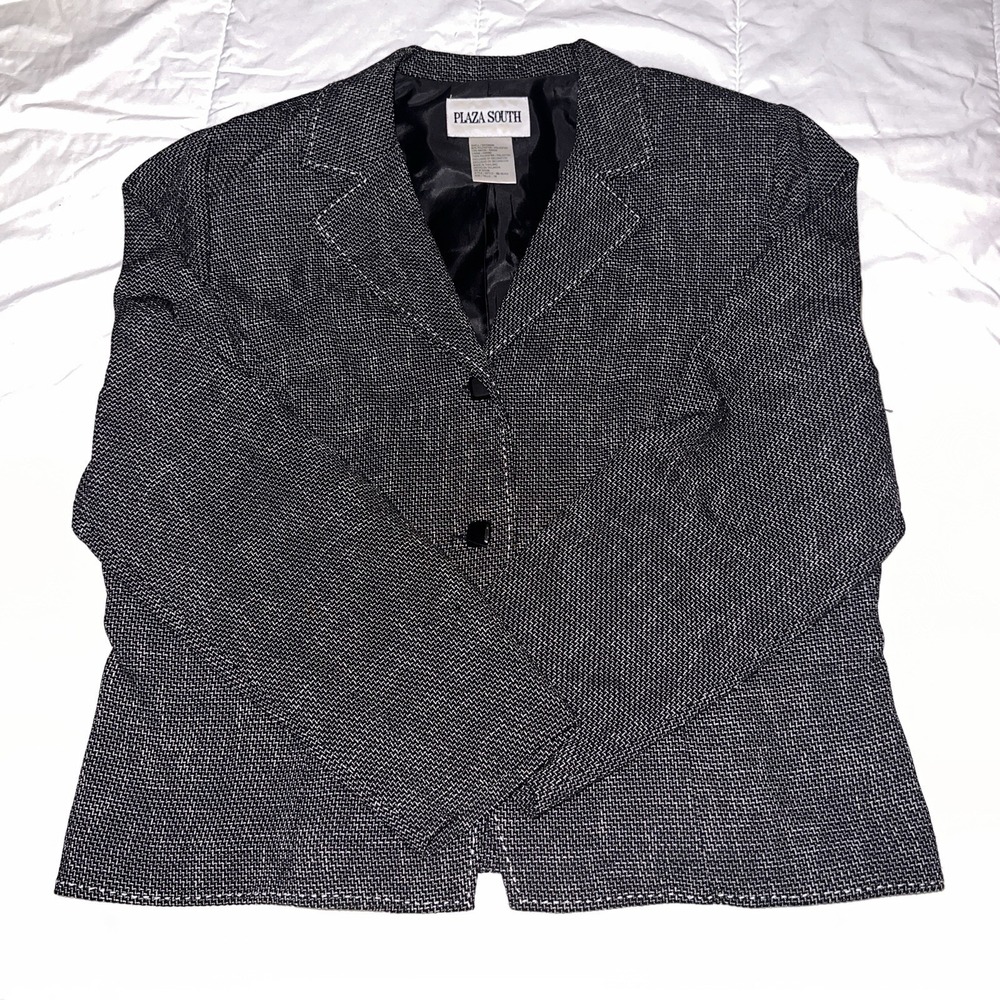 Plaza South Women's 2PC Black Blazer Pencil Skirt Suit Size 18